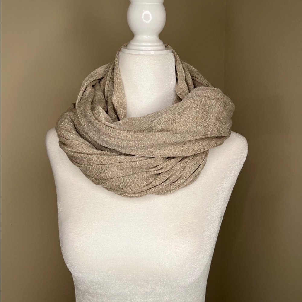 Club Monaco metallic gold colored oversized infinity scarf snood